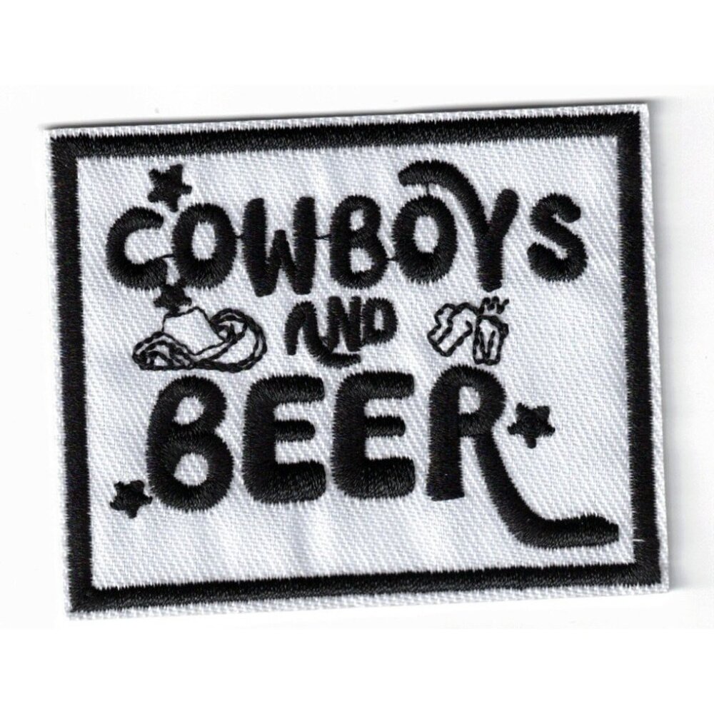 Cowboys And Beer 2.25x3in Embroidered Iron-on Patch